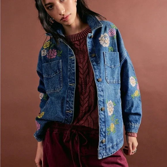 Free People Embroidered Oversized Jacket 🌟 - Picture 2 of 12